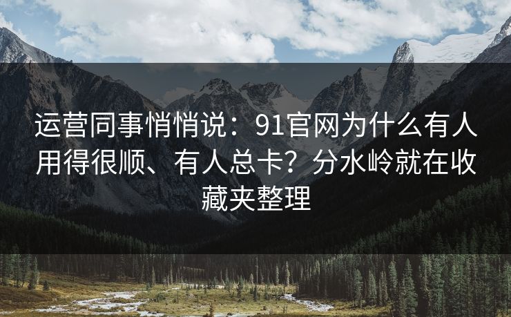运营同事悄悄说：91官网为什么有人用得很顺、有人总卡？分水岭就在收藏夹整理