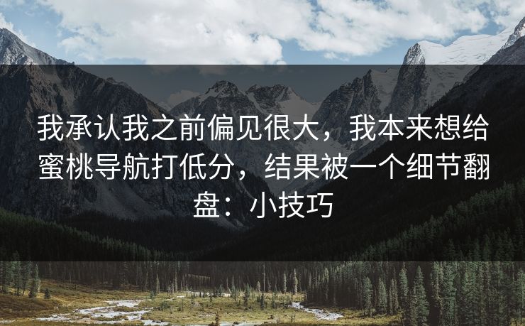 我承认我之前偏见很大，我本来想给蜜桃导航打低分，结果被一个细节翻盘：小技巧