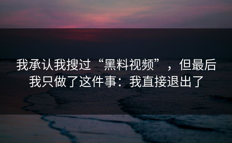 我承认我搜过“黑料视频”，但最后我只做了这件事：我直接退出了